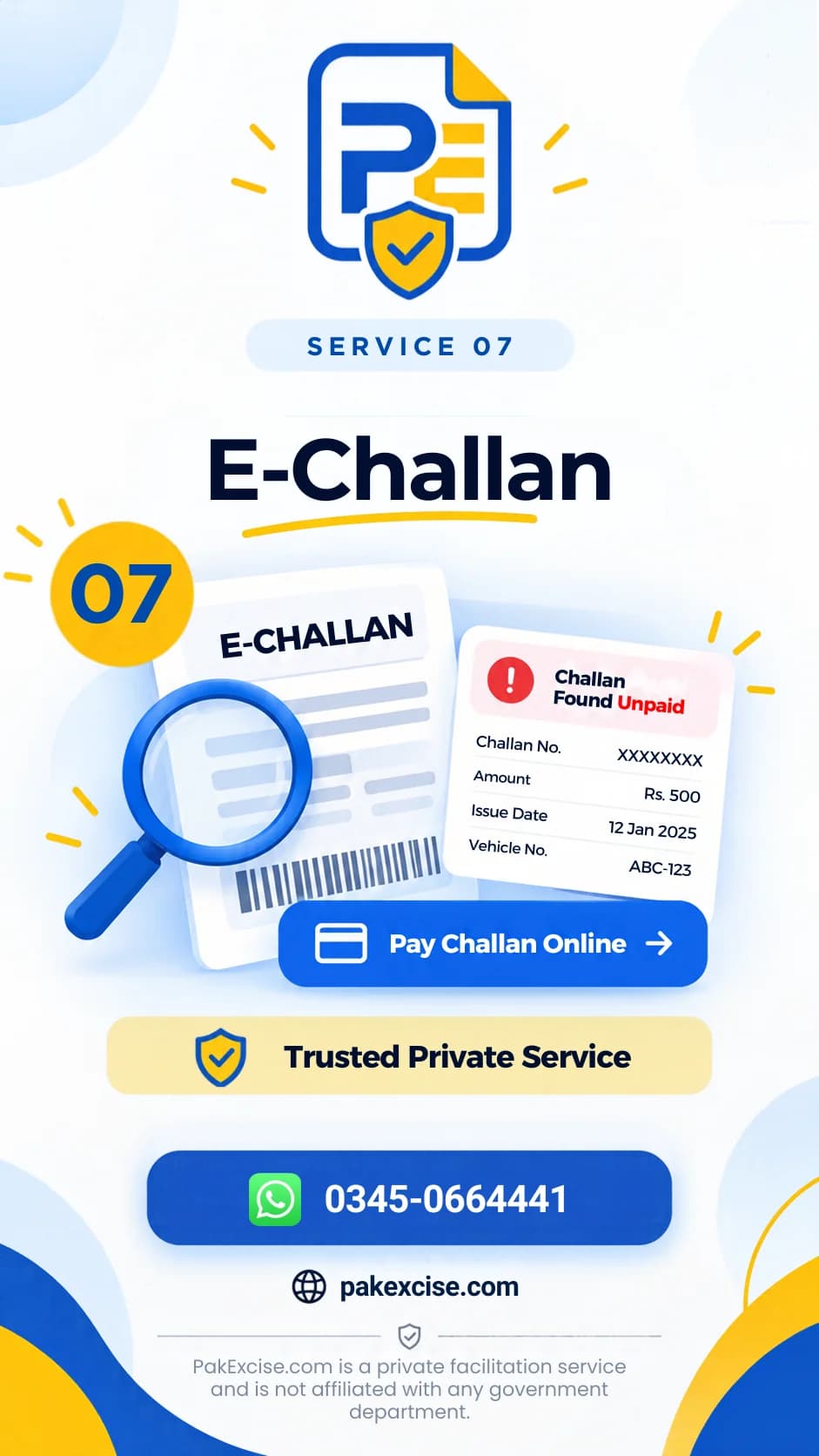 PakExcise private E-challan facilitation illustration