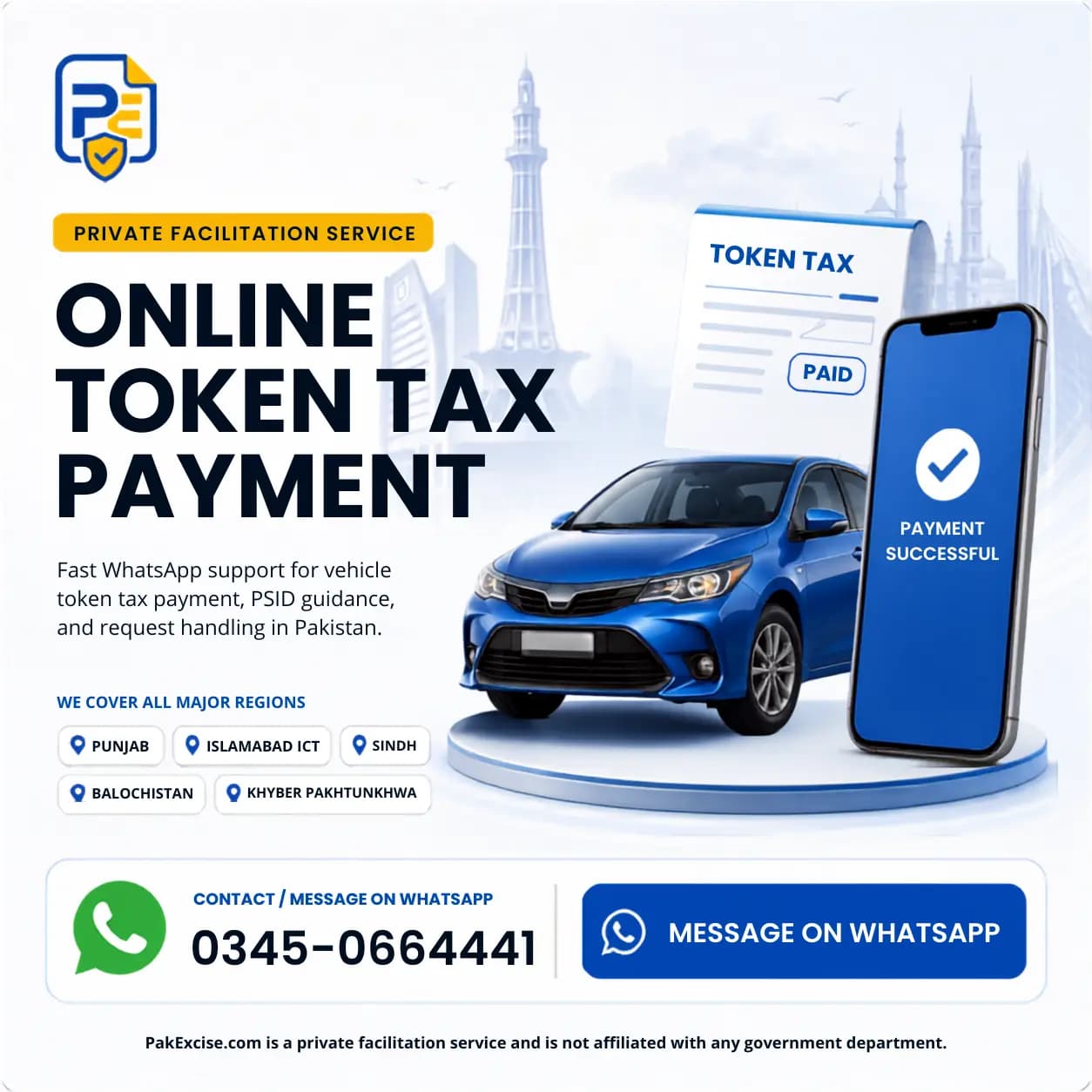 PakExcise private Token tax payment facilitation illustration